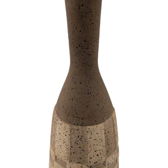 Vintage Mid Century Modern Textured Ceramic Table Lamp Brown Tan Geometric Base - Picture 5 of 10